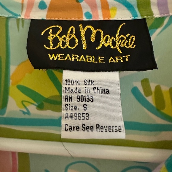 Vintage Bob Mackie Wearable Art Small Pink Green 100% Silk Tropical Fish Monkey - Picture 2 of 3